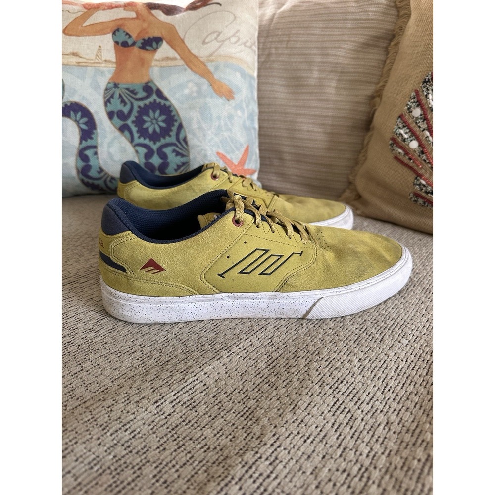 EMERICA Men's Size 10 THE LOW VULC Skate Shoe Sneakers Gold Suede Indie Grunge - Picture 4 of 9